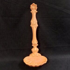 Vintage Large Ceramic Wall Decor Distressed Orange Scalloped Ladle Signed